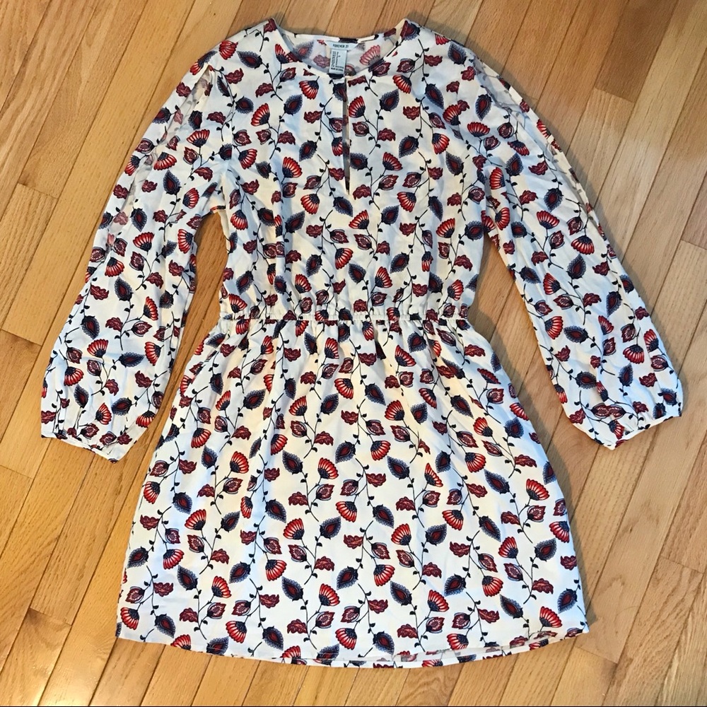 Forever 21 Floral 3/4 Sleeve Cold-Shoulder Dress - Picture 2 of 6
